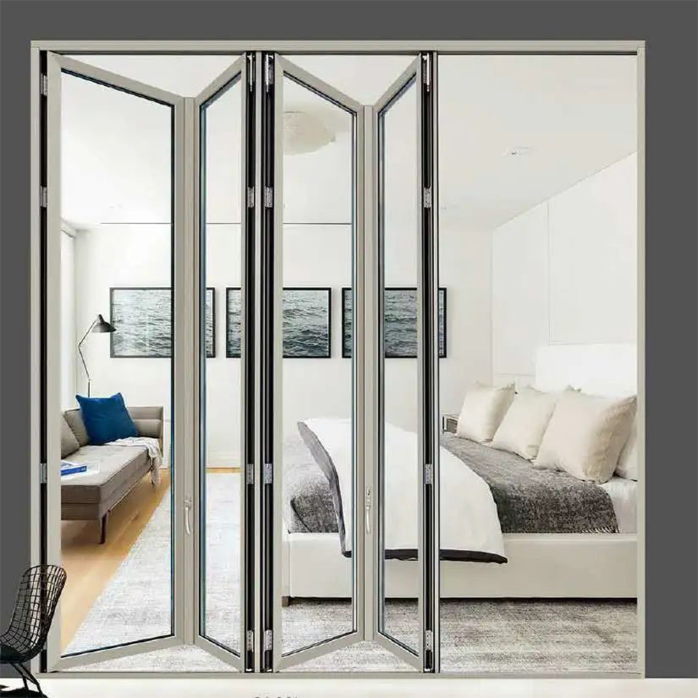 Lukliving Hot Sale Aluminum Folding Door Folding Crystal Doors