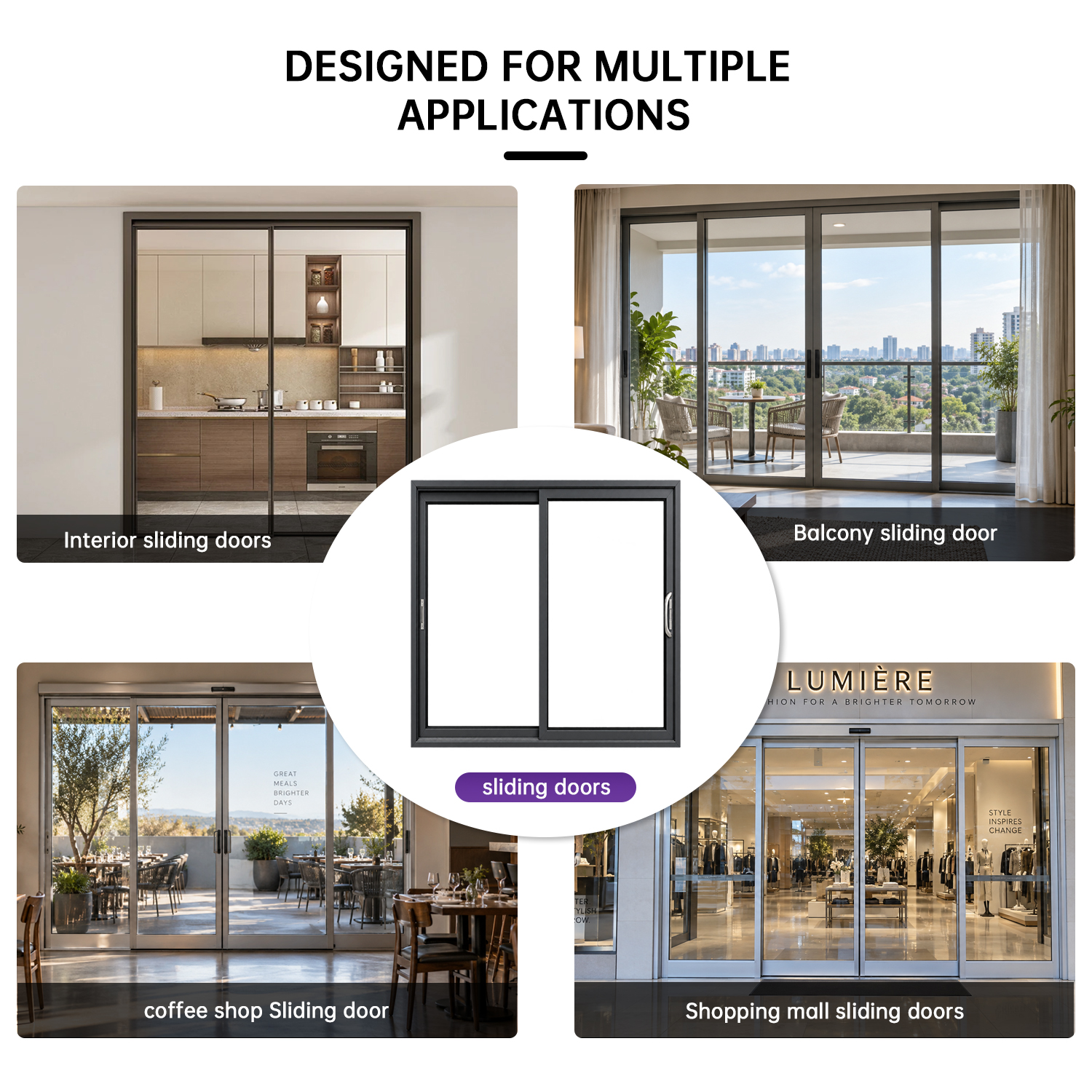 EOKO NFRC CSA Certified Aluminum Sliding Glass Door Heavy Duty Load Bearing Double Glazed Exterior Sliding Door for Villa Hotel