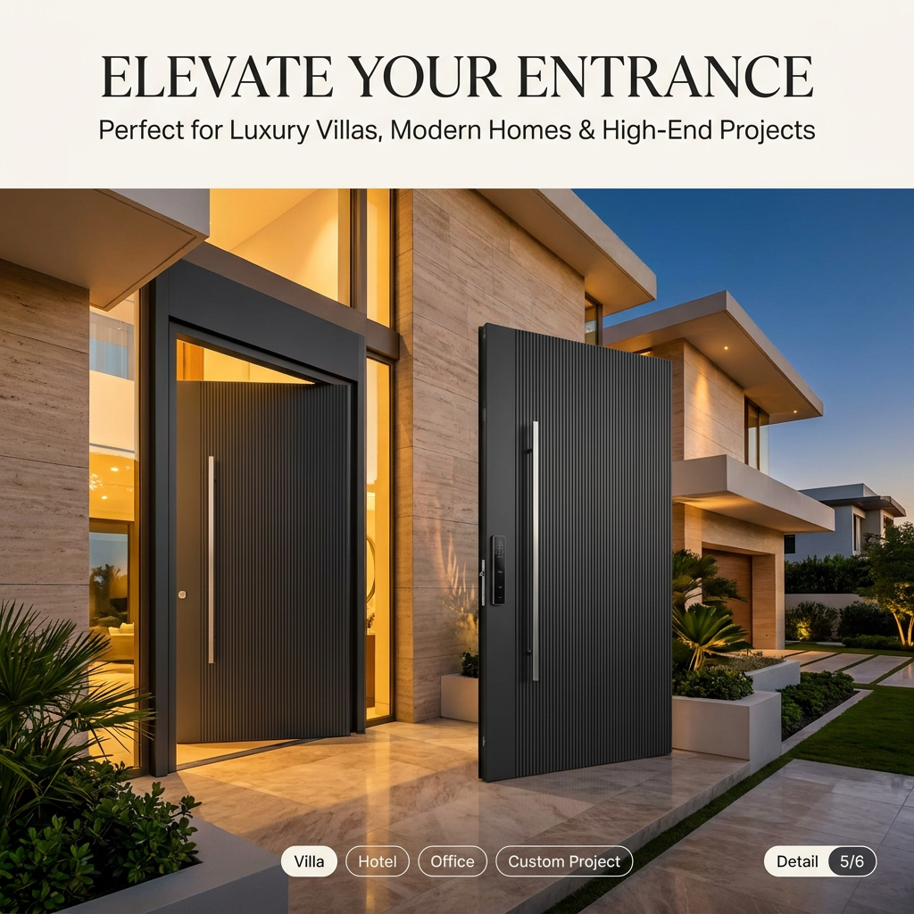 Laminated Natural Wood Grain Finish Pivot Door