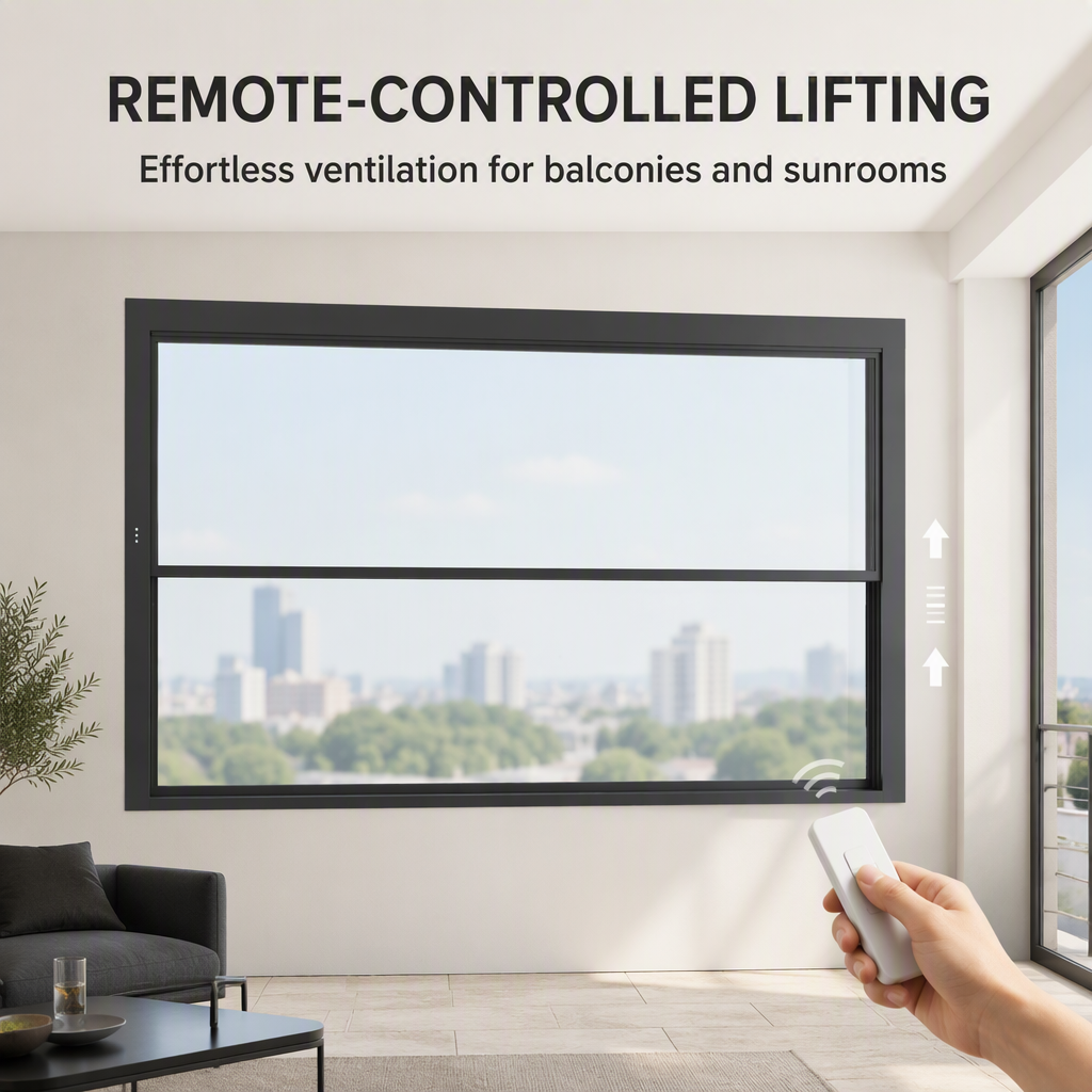 ZCSUNG Smart Electric Motorized Window ThermalBreak Aluminum Lifting Window with Remote Controlfor Balcony & Sunroom