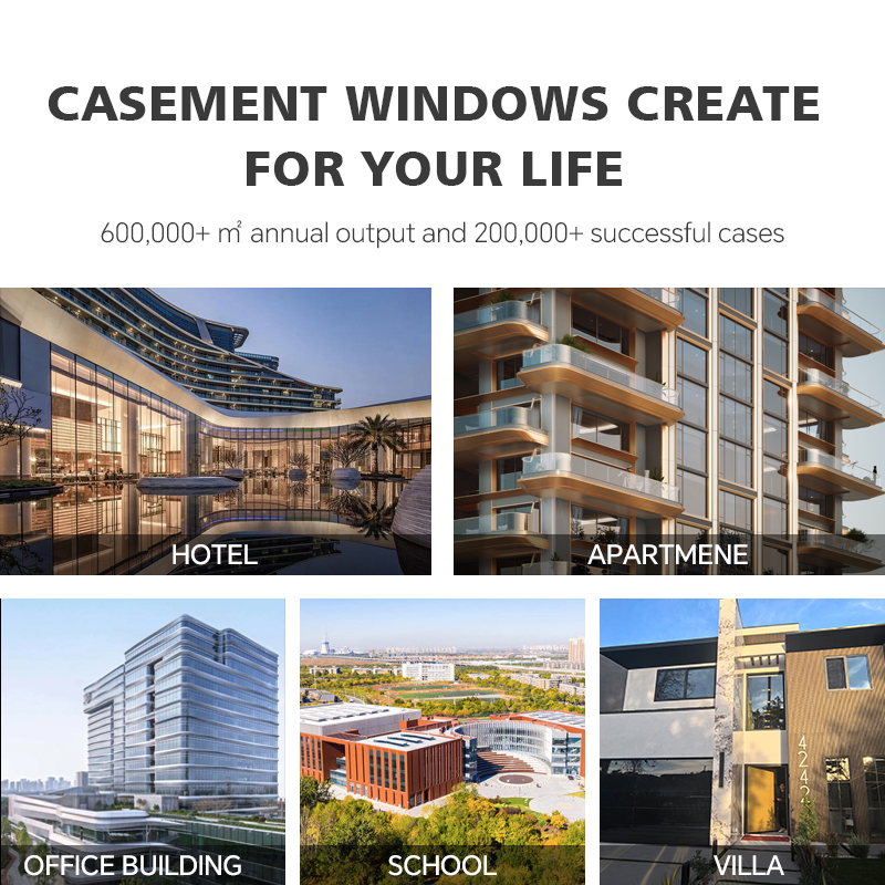 DERCHI Modern Aluminum And Glass Windproof Customizable Size High-Performance Casement Window Hurricane Proof windows