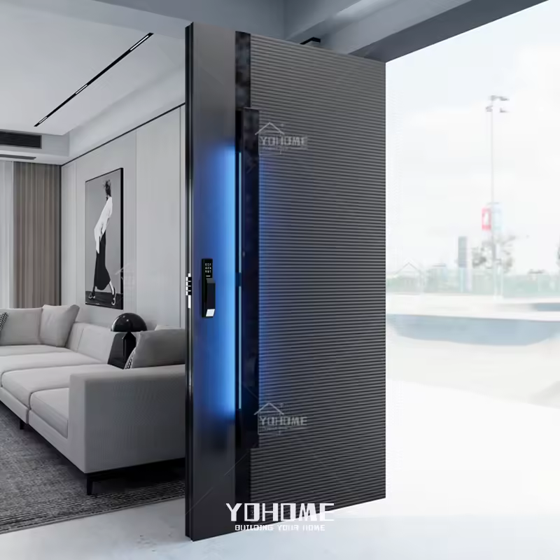 American Latest Design Home Residential Project Custom Modern Aluminum Entrance Door Front Entry Door Pivot Door with LED Light