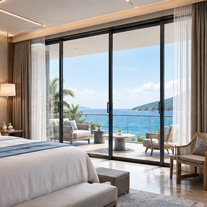 Custom Thermal Break Aluminum Casement Doors Large Glass For Resort Hotels And Beachfront Properties