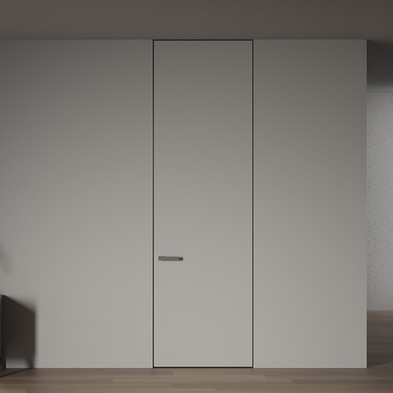 OEM European Style Thermal Insulation Acoustic Hidden Frame Aluminium Honeycomb Laminate Interior Swing Door for Apartments
