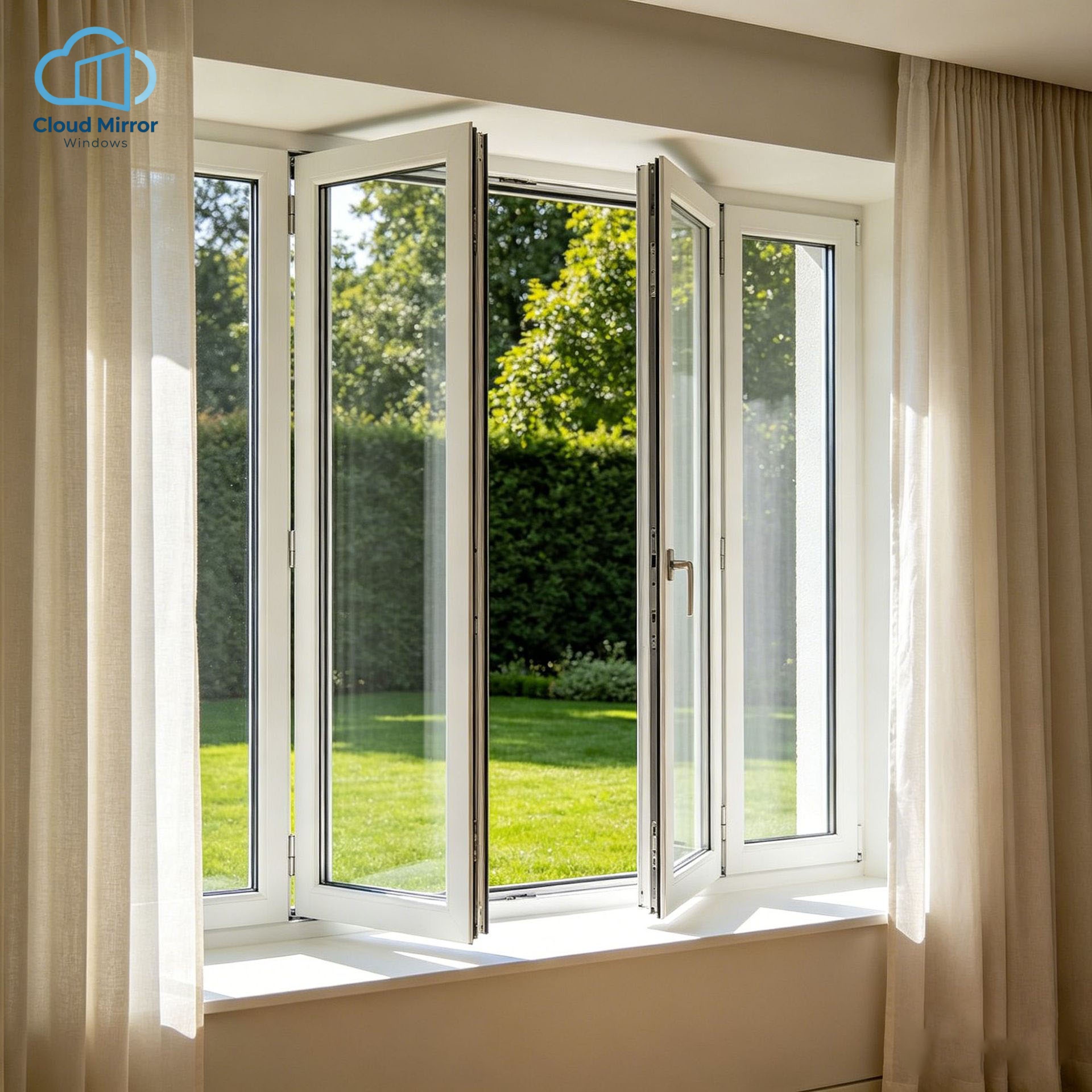 Up Down Combined Aluminum Folding Window Foldable Upper Sash Fixed Lower Sash Tempered Glass Window