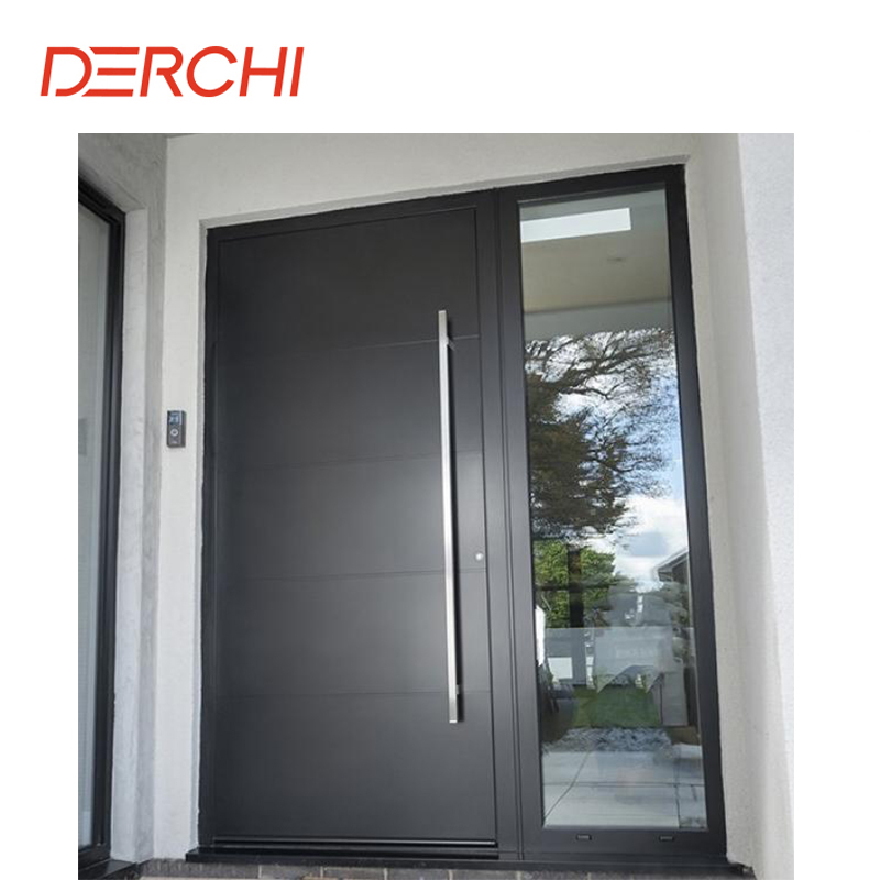 DERCHI USA Exterior Residential Aluminum Security Doors Hurricane Impact Heat Insulated Steel Glass Front Entry Doors