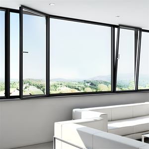 Modern Aluminum Windows Doors Swing Double Tempered Glass Stainless Steel Screen