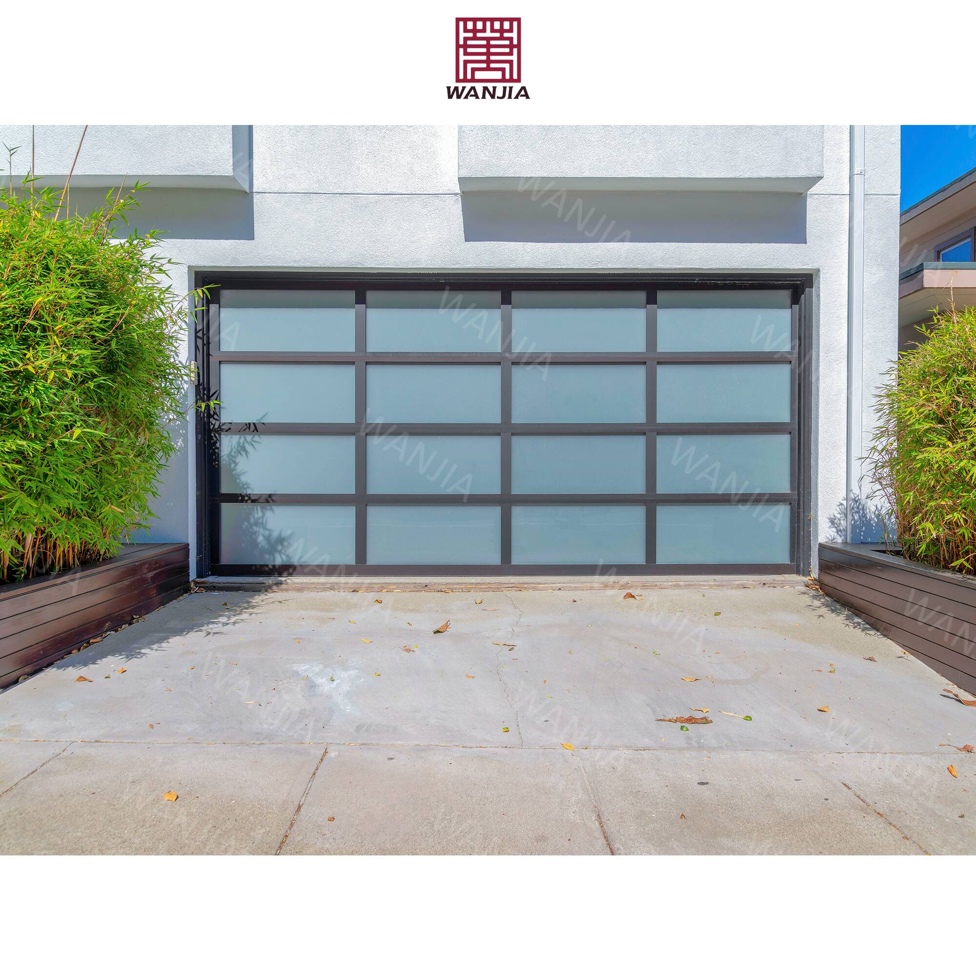 WANJIA Waterproof Aluminum Door for House Exterior Glass Garage Door Insulation Garage Door