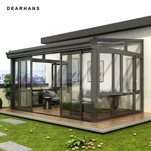 Prefabricated Aluminum Alloy Solarium Waterproof Balcony Glass Enclosure Heavy Duty Thermal Break Garden Sun Room Kit