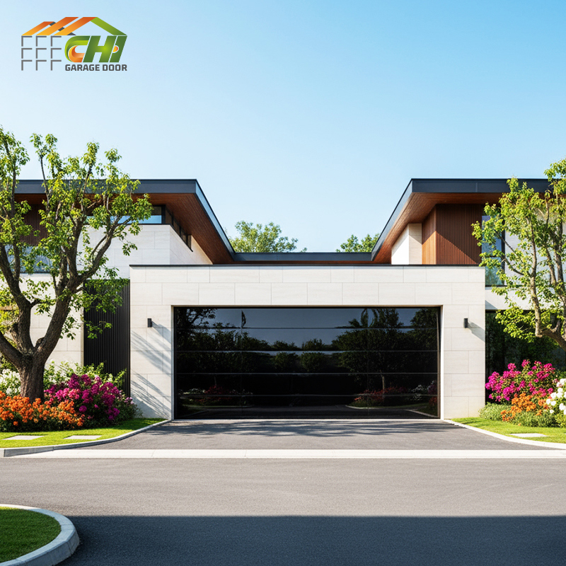 Frameless Glass Insulated Panel Garage Door Patio Overhead Sectional Aluminum Garage Doors