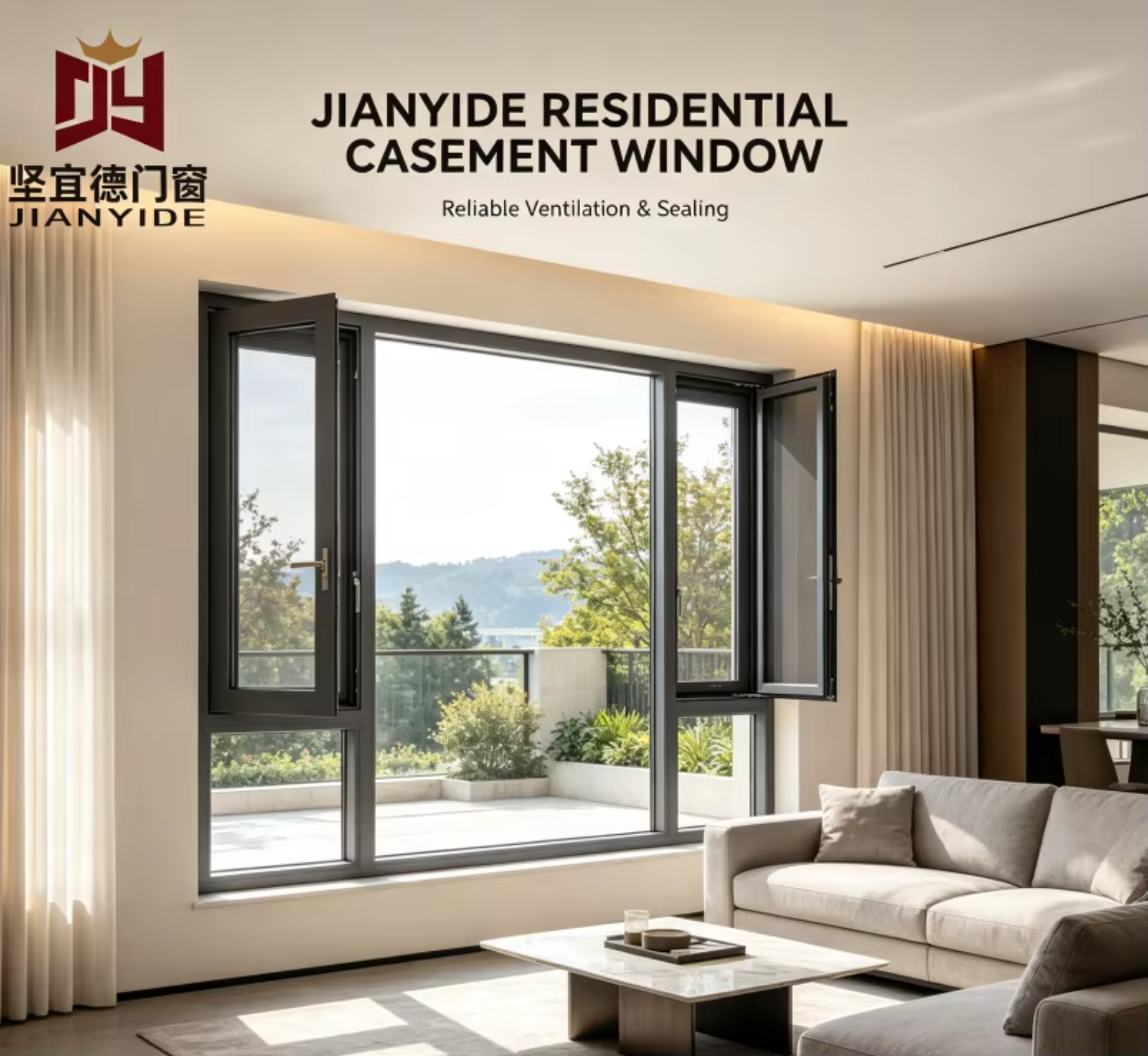Heavy Duty 86 Series Aluminum Casement Window, Large Section 798 Type Window Frame for Villa & House