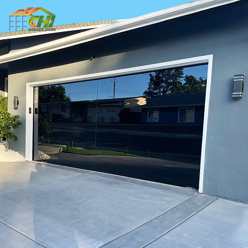 Frameless Glass Insulated Panel Garage Door Patio Overhead Sectional Aluminum Garage Doors