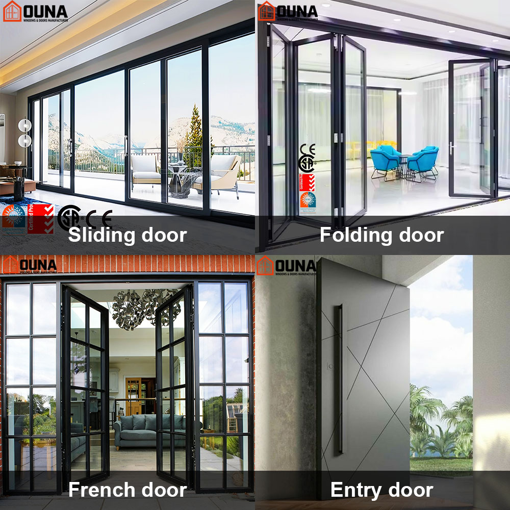 OUNA Aluminium Windows Doors House Exterior Aluminum Sliding Windows Hurricane Impact Proof Double Glazed Thermal Break Windows