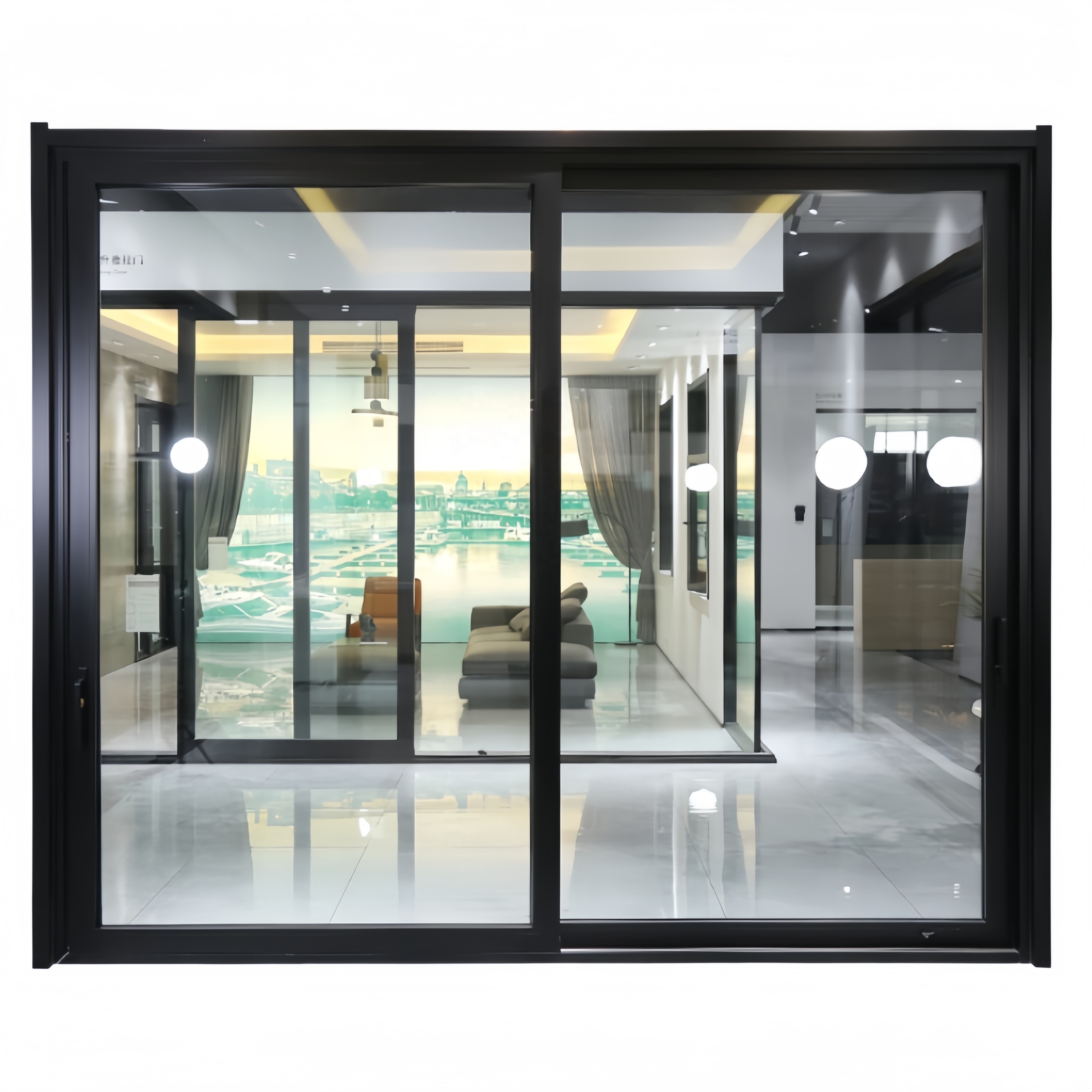 Customized Large Aluminum Sliding Door Narrow Slim Double Triple Glass For Living Room Interior Partition Aluminium Manual