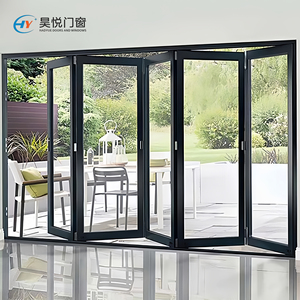 Bi-Fold Doors Outdoor Patio Aluminum Alloy Door Custom Multi Panel Tempered Glass Folding Door