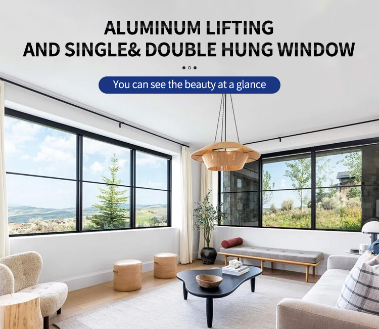 PRETTY HOUSE Modern Thermal Break Heat Insulation Insert Control Double Glazed Single Hung Window for House Apartment Villa