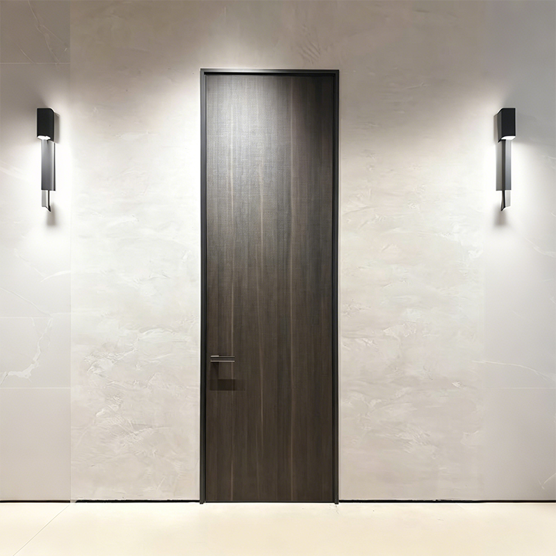 Factory Direct Sale Modern Aluminum Honeycomb Interior Door Impact Resistant Soundproof Villa Aluminum Frame Wood Veneer Door