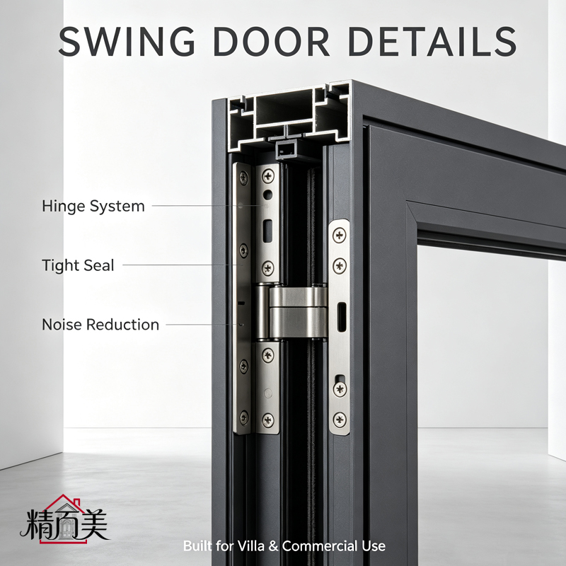 Energy Efficient Weather Sealed Hinge System Secure Lock Durable Frame Hinged Opening Modern Aluminium Glass Swing Door