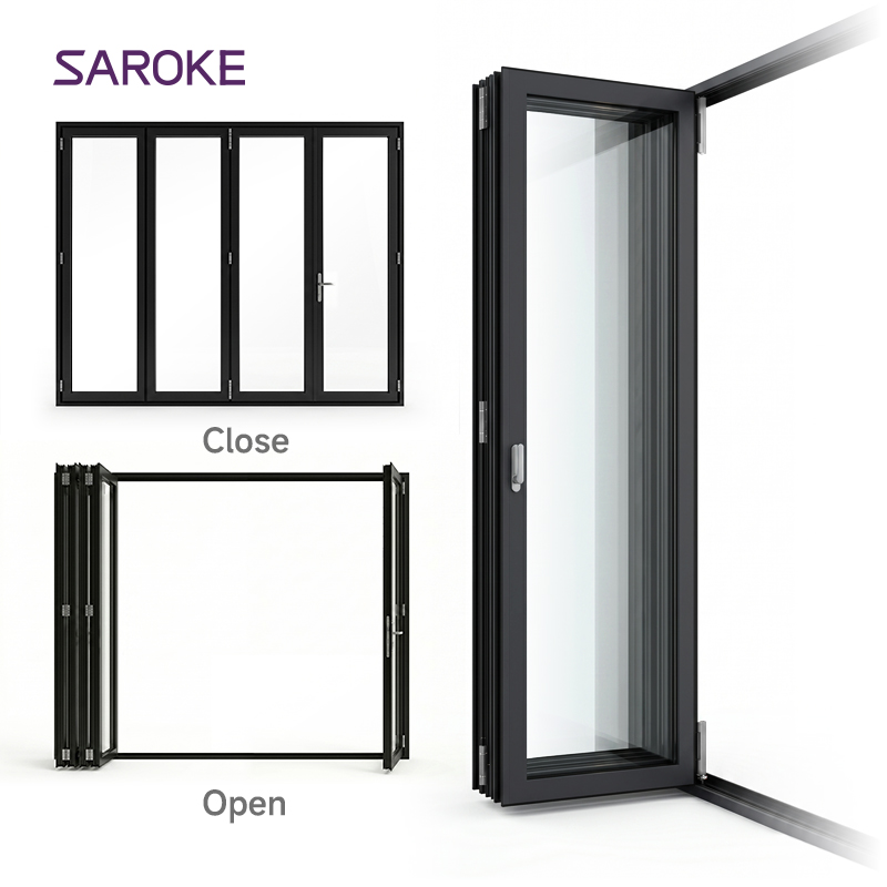 Bifold-doors Modern Custom Aluminum Double Glass Bi-fold Patio Doors