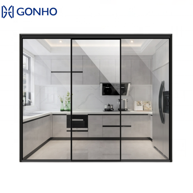 GONHO Best Price Aluminum Hurricane Proof Kitchen Glass Sliding Door Indoor Models White Sliding Door