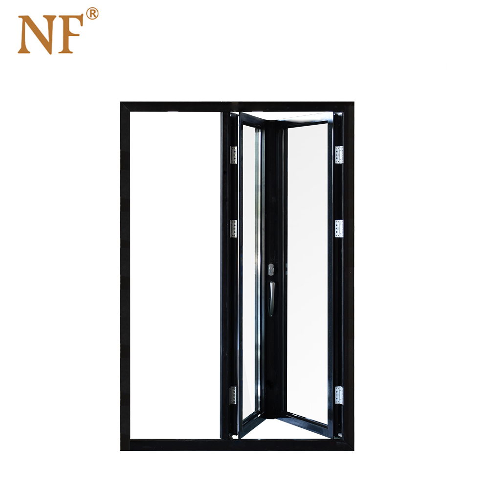 Double Tempered Glass Aluminum Alloy Waterproof Folding Modern Kitchen Design Horizontal Opening Bifolding Window With Screen