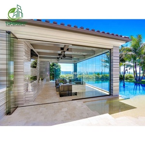 Exterior Veranda Sliding Bifold Doors Glazed Frameless Tempered Folding Glass Door