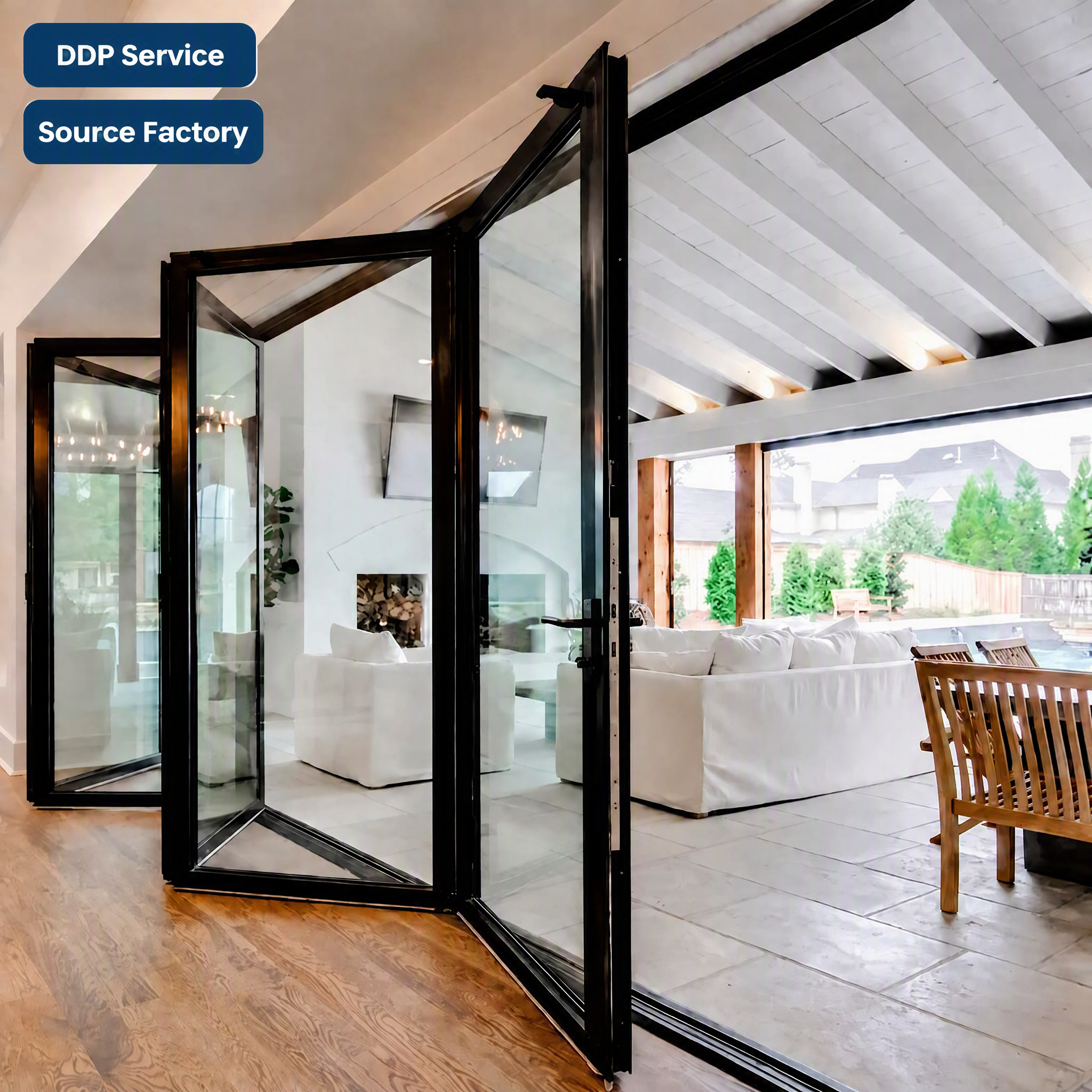 QS Exterior Hurricane Proof Bi Folding Door Accordion Folding Glass Door Aluminum Patio Bifold Doors