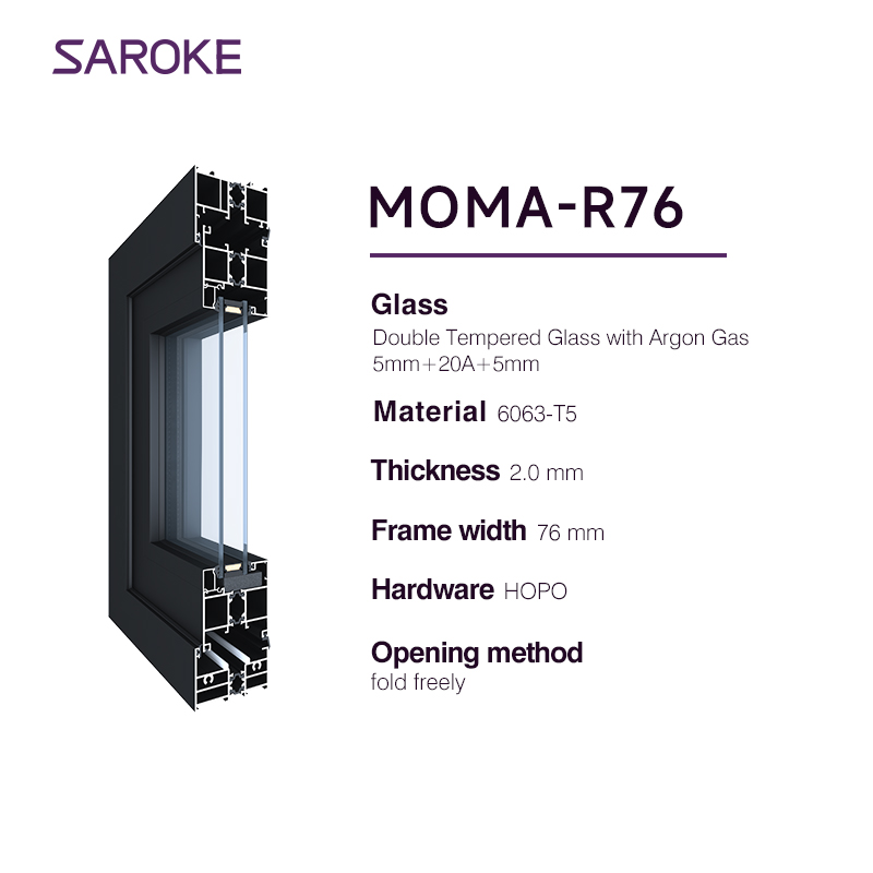 Bifold-doors Modern Custom Aluminum Double Glass Bi-fold Patio Doors