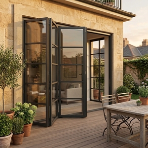 Waterproof Aluminum Bifold Door Tempered Glass Folding Patio Doors