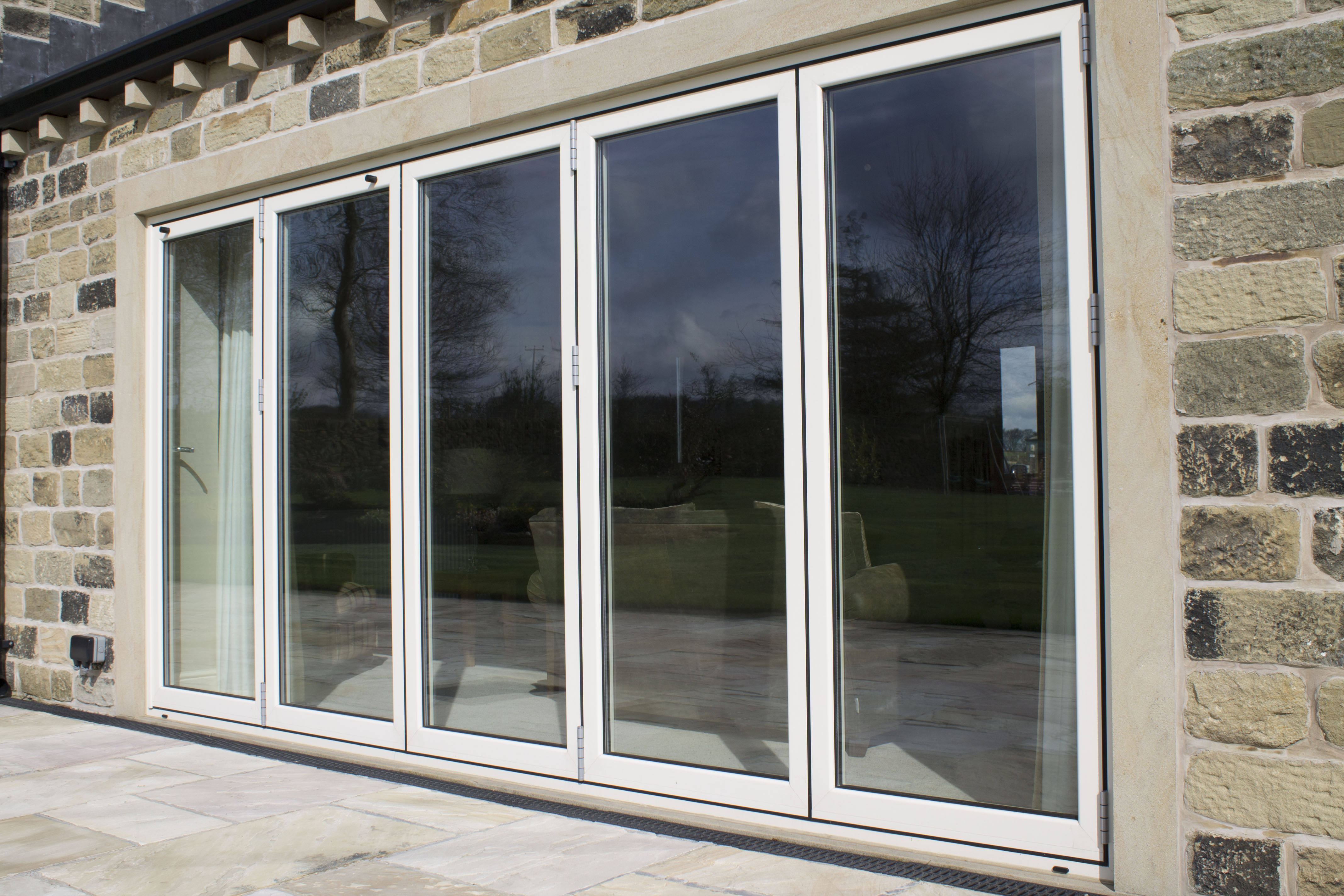 QS Exterior Hurricane Proof Bi Folding Door Accordion Folding Glass Door Aluminum Patio Bifold Doors