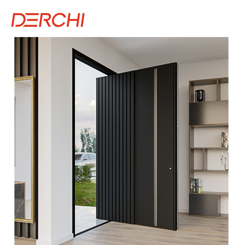 DERCHI USA Exterior Residential Aluminum Security Doors Hurricane Impact Heat Insulated Steel Glass Front Entry Doors