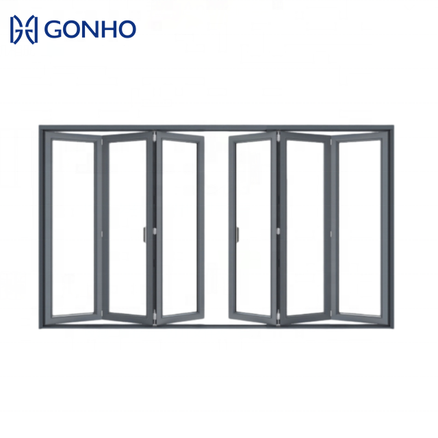 Aluminum Puerta Acordel Plegable Exterior Interior Patio Folding Door Front Doors Soundproof Bifold Patio Doors