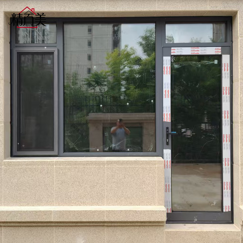 Aluminium Alloy Wind Resistant Thermal Break Double Tempered Glass Single Leaf Swing Door for Hotel Apartment Courtyard