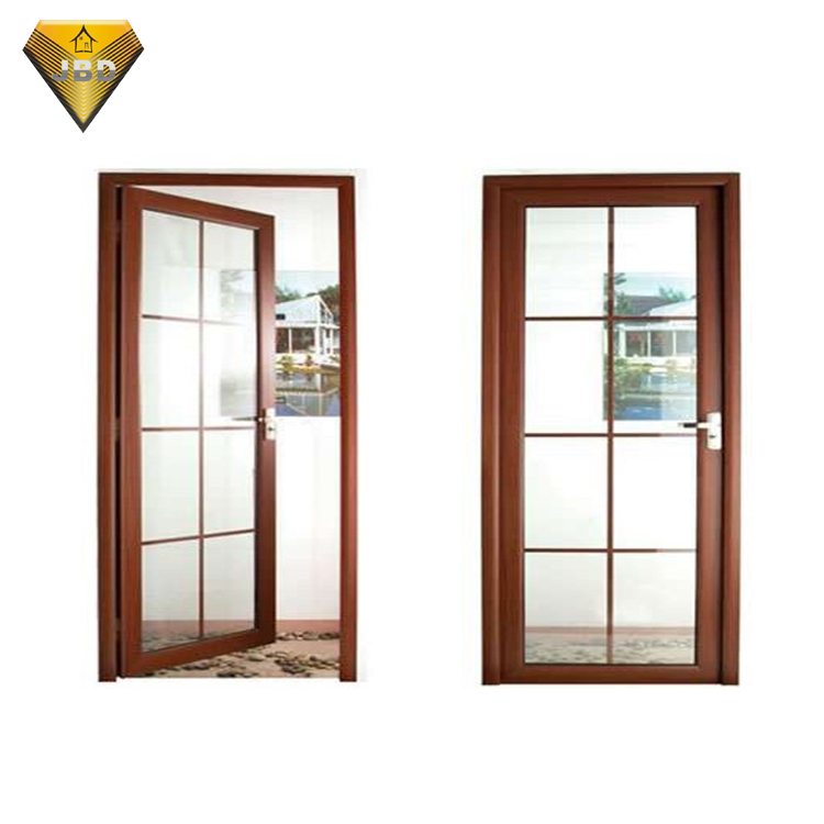 French Open Aluminum Alloy Steel Glass Door Details