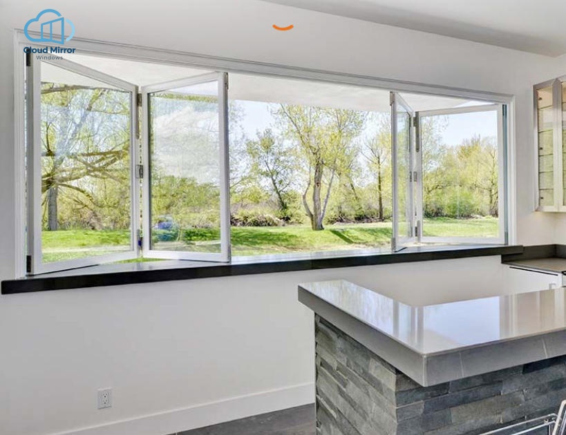 Up Down Combined Aluminum Folding Window Foldable Upper Sash Fixed Lower Sash Tempered Glass Window