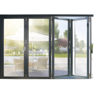 Soundproof Double Glazed Aluminum Foldable Glass Wall Patio Door