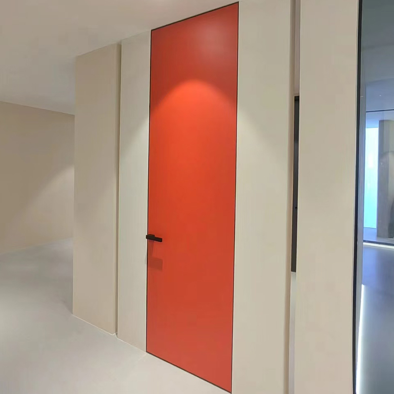 OEM European Style Thermal Insulation Acoustic Hidden Frame Aluminium Honeycomb Laminate Interior Swing Door for Apartments