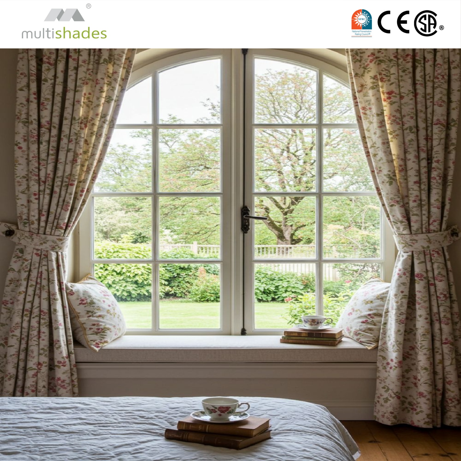 Multishades NFRC Modern Design Replacement Low-E Triple Glazed Aluminum Casement Window Slim Frame Soundproof for House