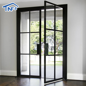 Modern Aluminum Double Tempered Frosted Glass Door