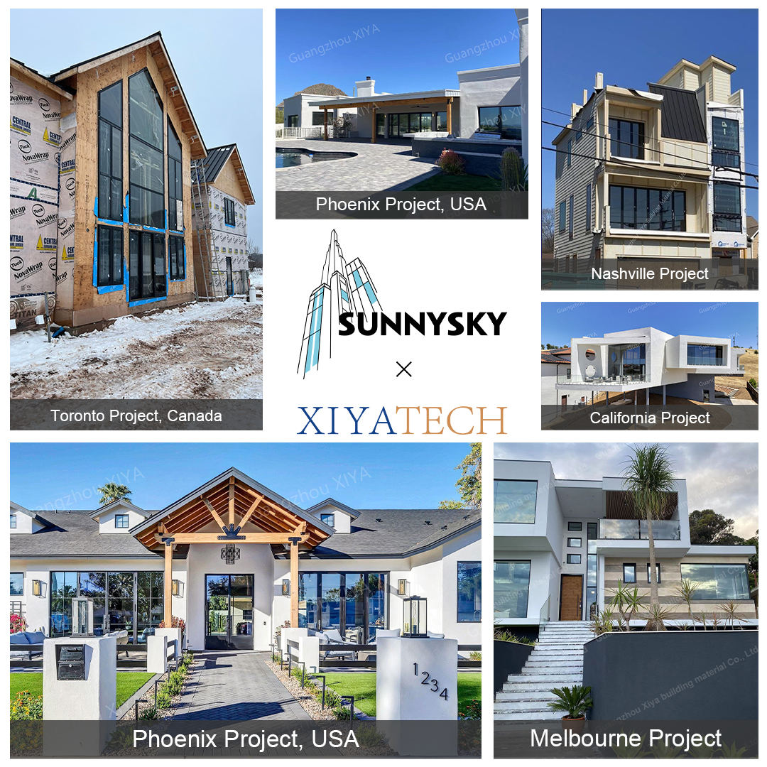 XIYATECH French Style Custom Size Double Tempered Glass Aluminum Bay Casement Windows for Residential House Apartment