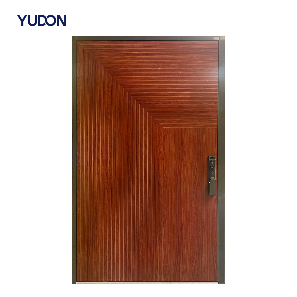 YUDON DOOR Hurricane Proof Pivot Door with Frame Entry Door Wood Grain Finish Aluminum Matte Brown Finish for Estate Entrance
