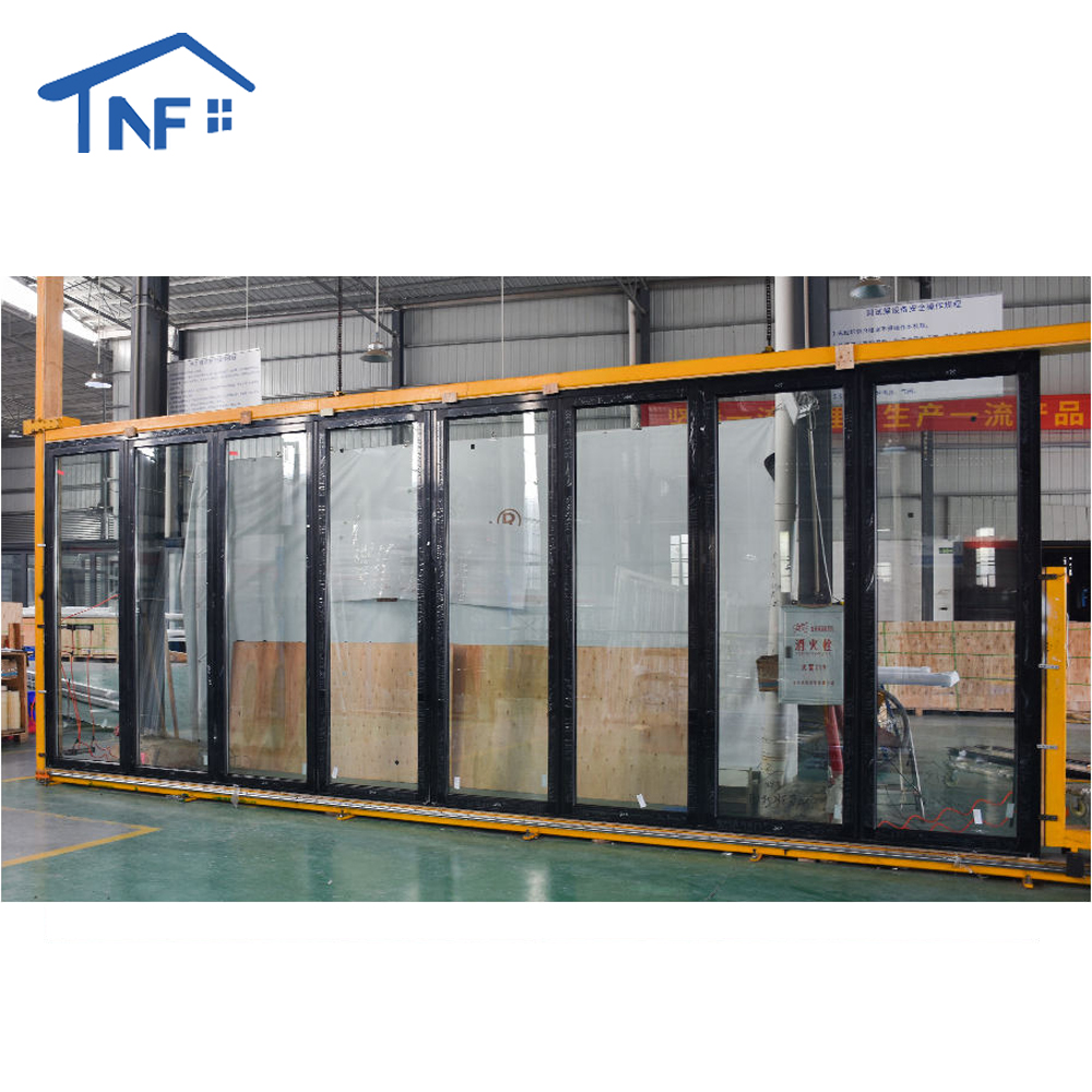 Modern Waterproof Aluminium Exterior Patio Accordion Double Tempered Low-e Glass Bi-Fold Folding Door for Villa Application