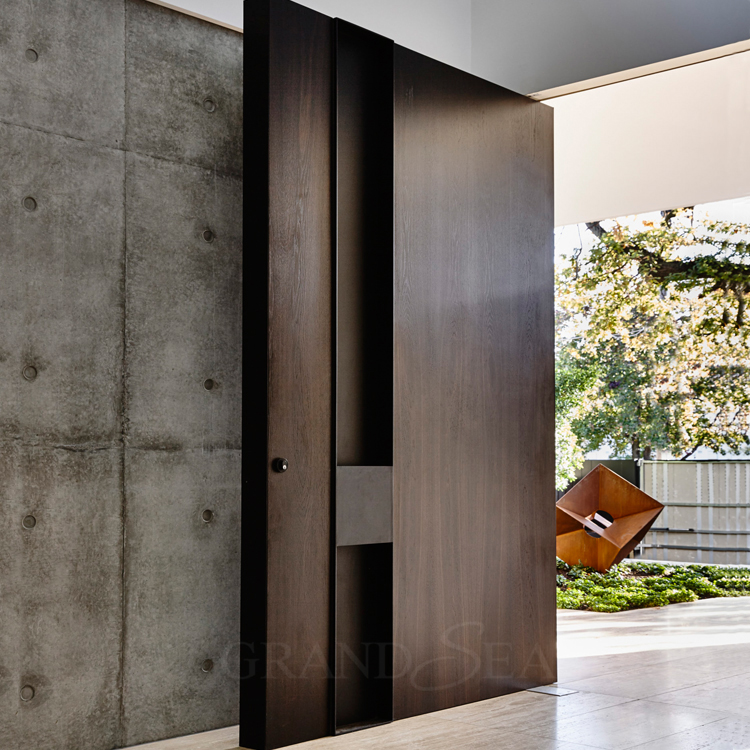 Grandsea Modern Entrance Armored Aluminum Pivot Door Exterior Large Security Front Double Entry Doors For Houses