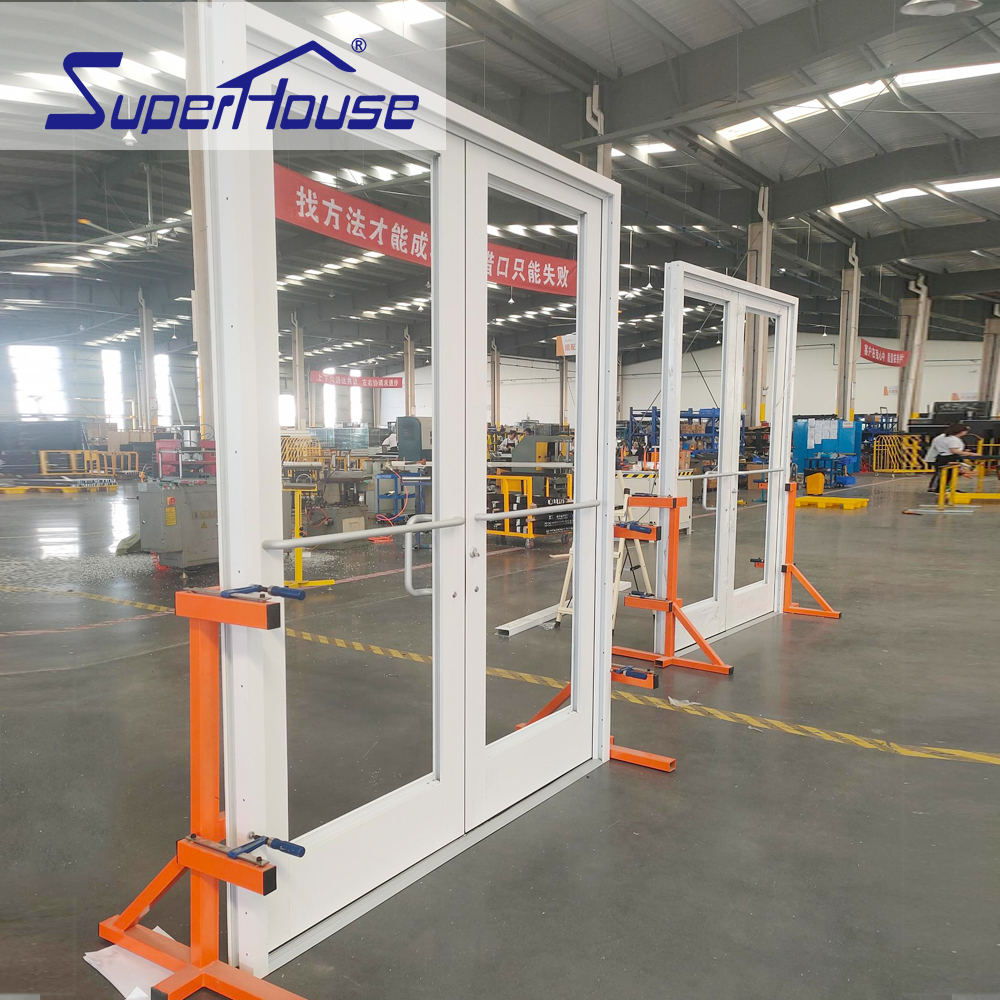 For Storefront Front Glaze White Swing Entry Commercial Impact NOA GLASS Aluminium Double Door Exterior Bedroom School