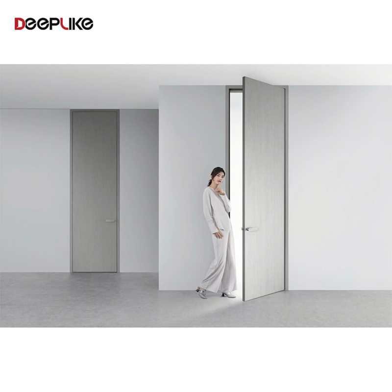 Modern Aluminum Frame Slab Interior Door Waterproof Polymer Solid Wood MDF Fire Prevention Finished for Villa Bedroom