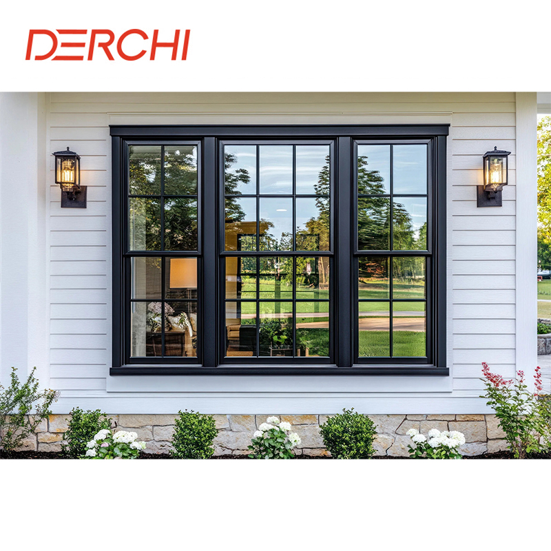 Best Selling Double Hung Window Modern Large Aluminium Commercial Tempered Insulated Vertical Sliding Window for Kitchen