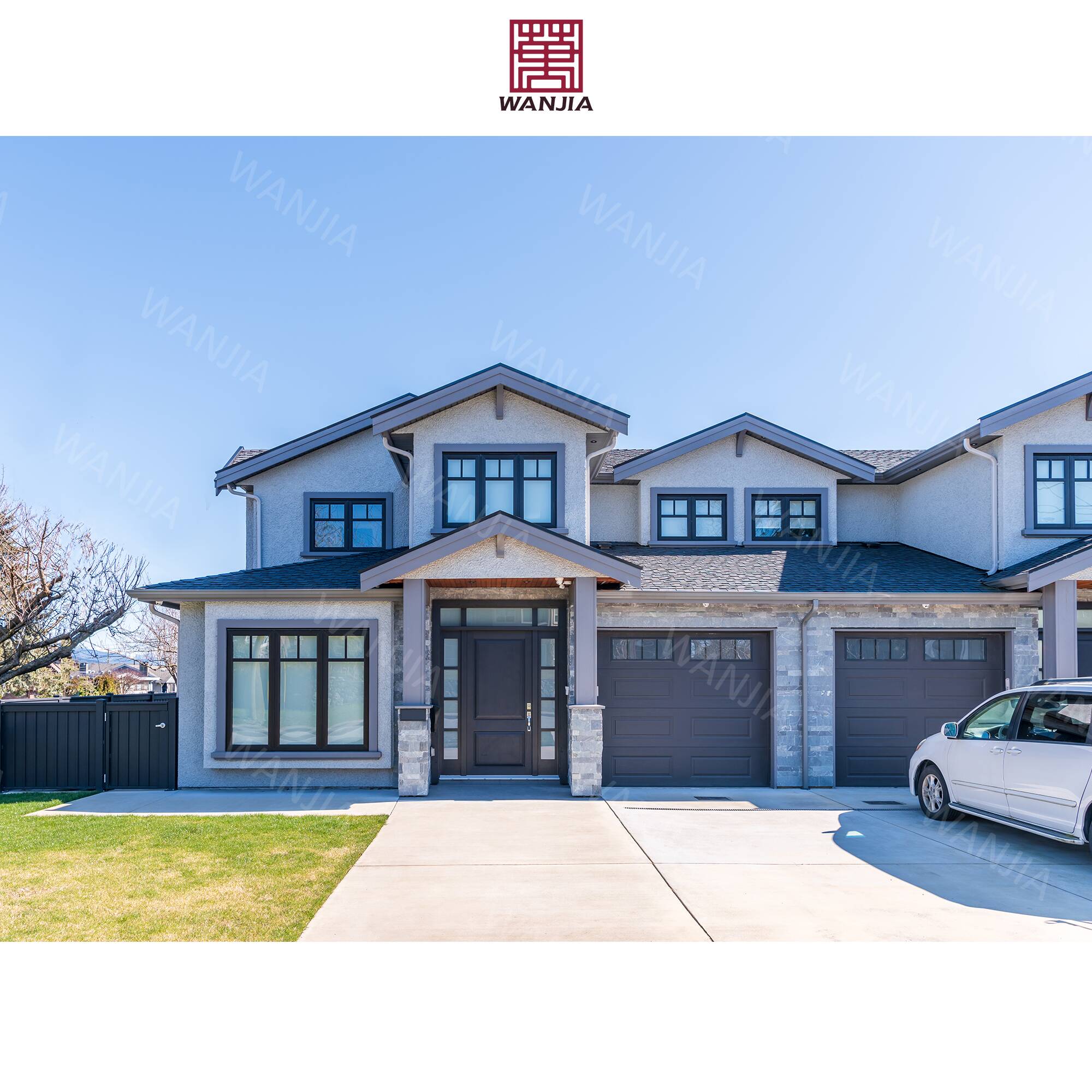 WANJIA Waterproof Aluminum Door for House Exterior Glass Garage Door Insulation Garage Door