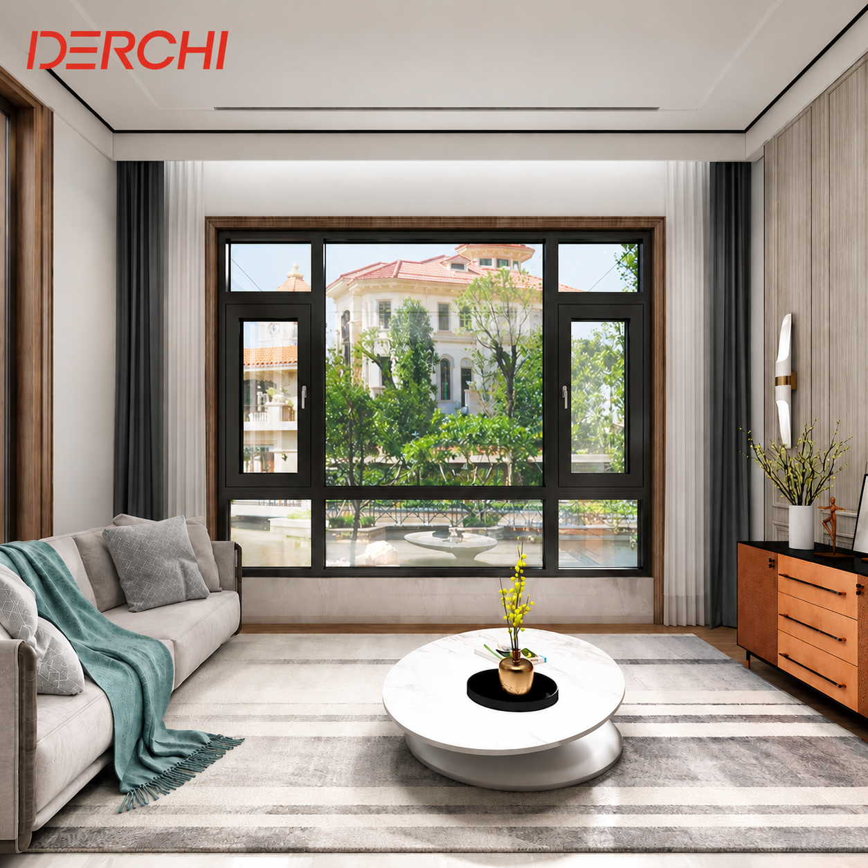 DERCHI Custom Thermal Break Double Glazed Swing Tilt and Turn Window Aluminum Casement windows