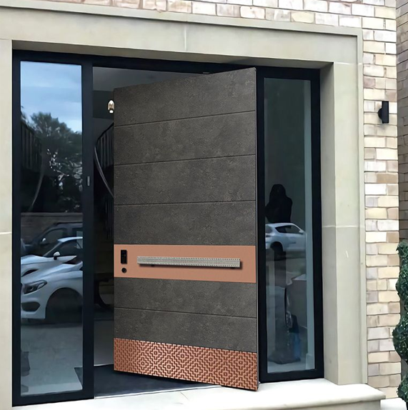 Modern Trending Luxury Villa Entrance Pivot Doors New Release Exterior Aluminum Alloy Sound Insulation Swing Wood Doors