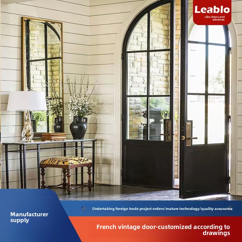 Indoor Arched Top Double Door Designs Half Moon Arch Shaped Aluminum Glass French Doors for Living Room &amp; Bedroom